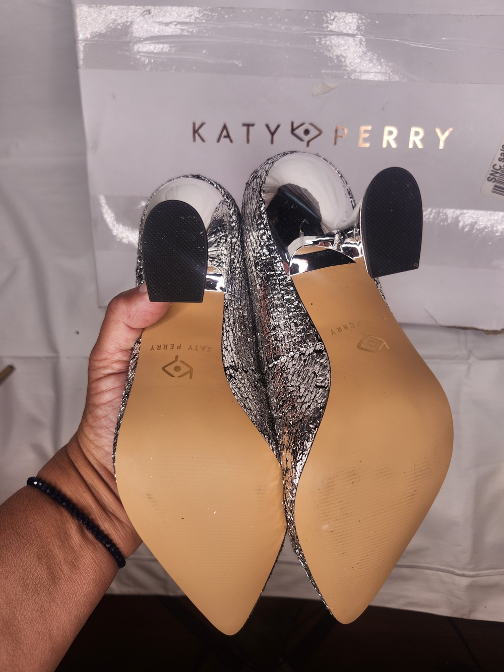 Katy Perry Collections Silver Metallic Pointed-Toe Pumps - Picture 8 of 8